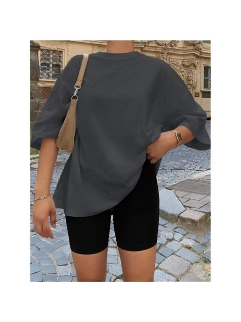 Womens Oversized Spring Summer T Shirts Business Casual Dressy Black Grey - Picture 5 of 6